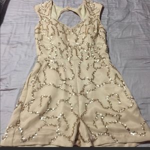 NWT Romper — ivory and gold sequins